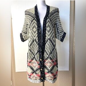 CAbi Provence Tunic Sweater Long
Cardigan Black Cream Love Carol, Size XS, NWOT